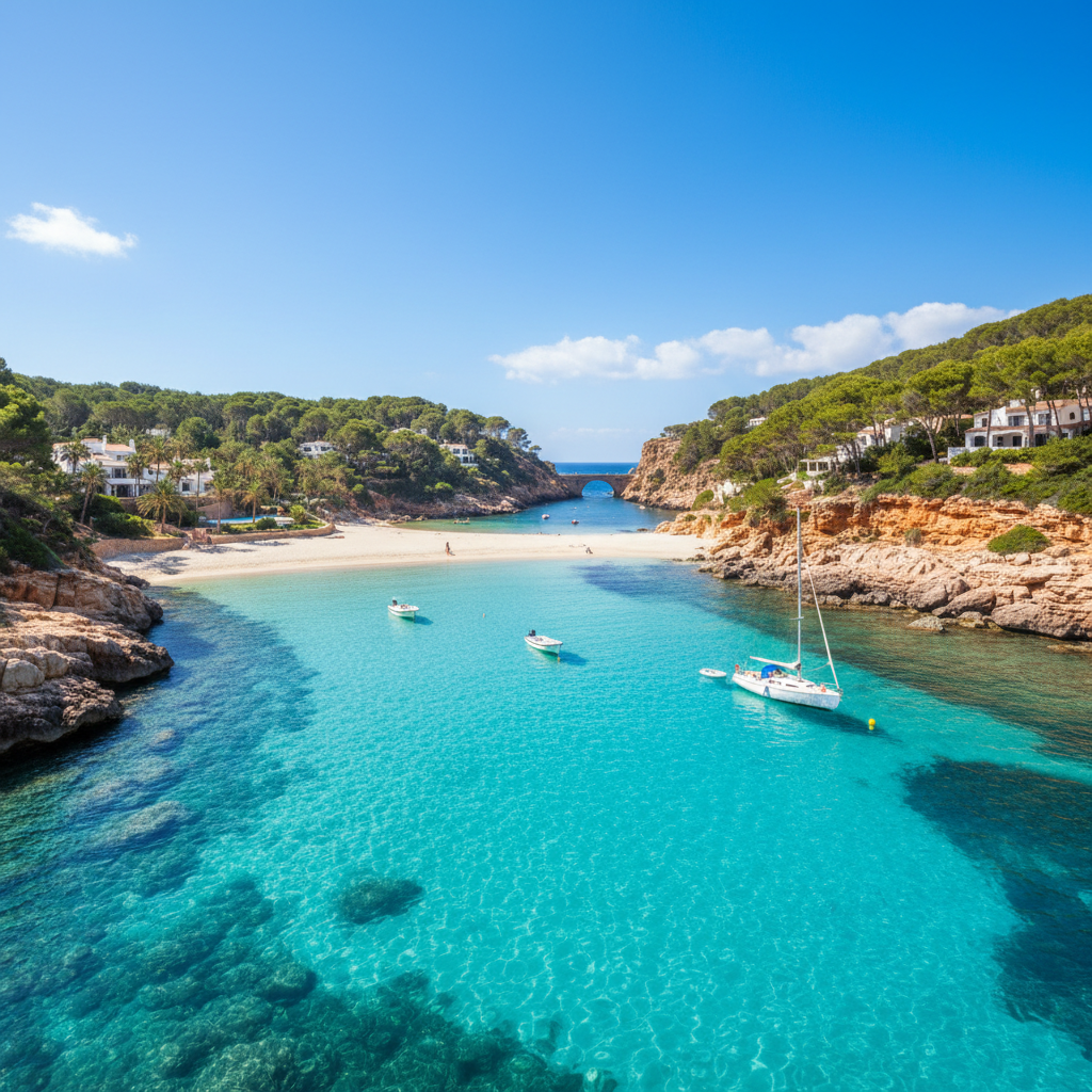 Stunning coastline of Menorca, Spain with turquoise waters.