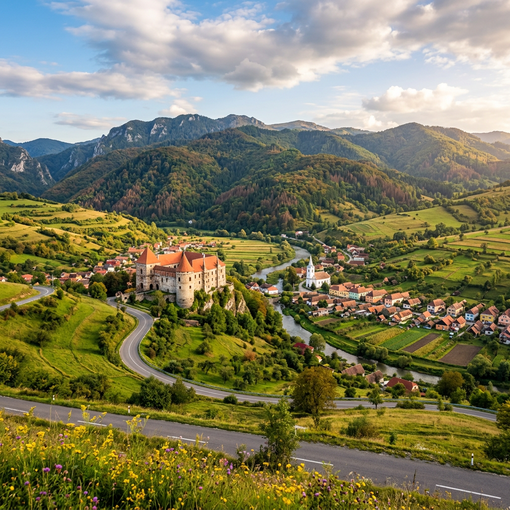 Scenic view of Valea Crisului, Romania with lush greenery.