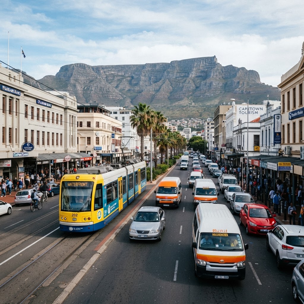 Scenic view of Cape Town public transportation