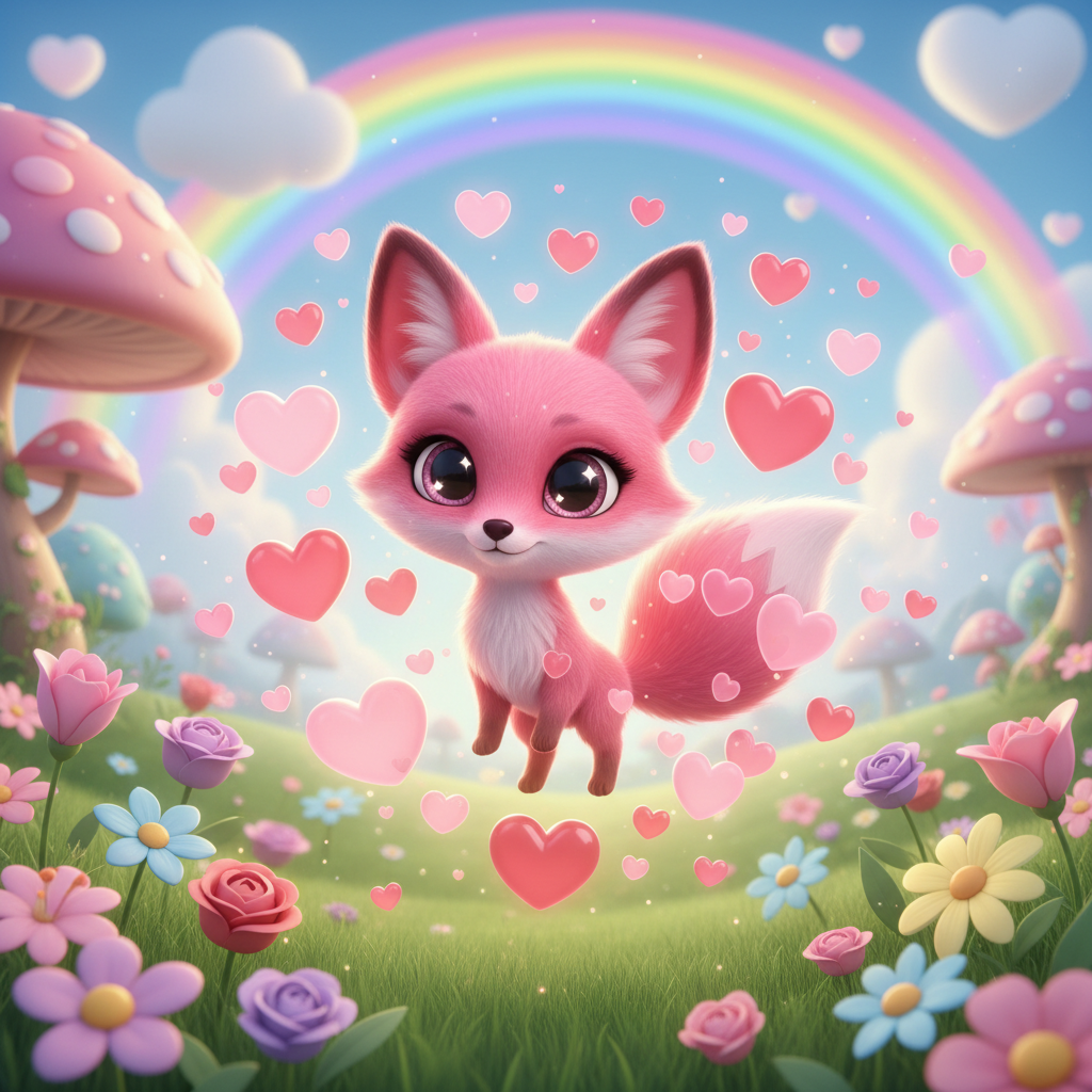 PINKY Heart Fox Character Art