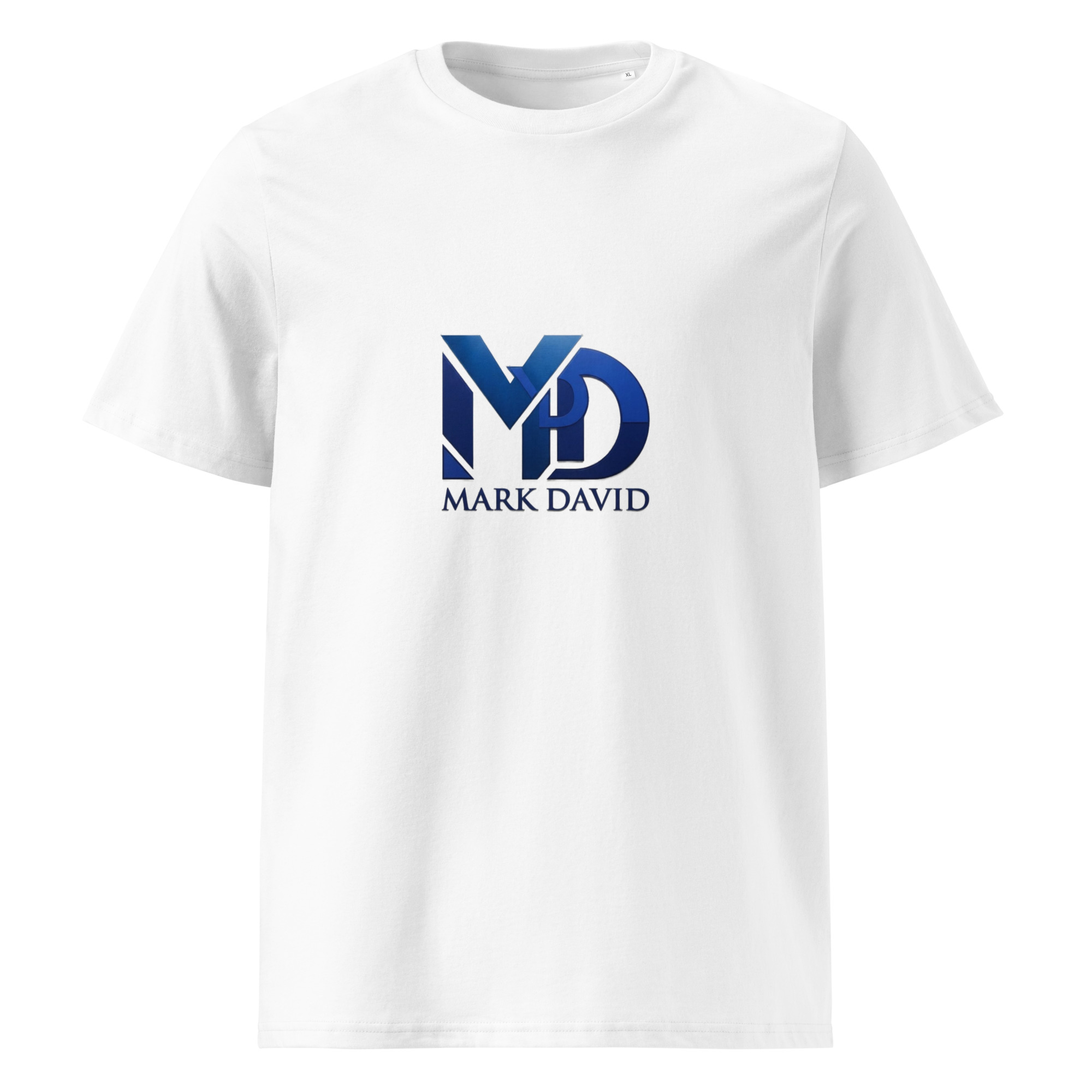 MD Navy Monogram Tee — White