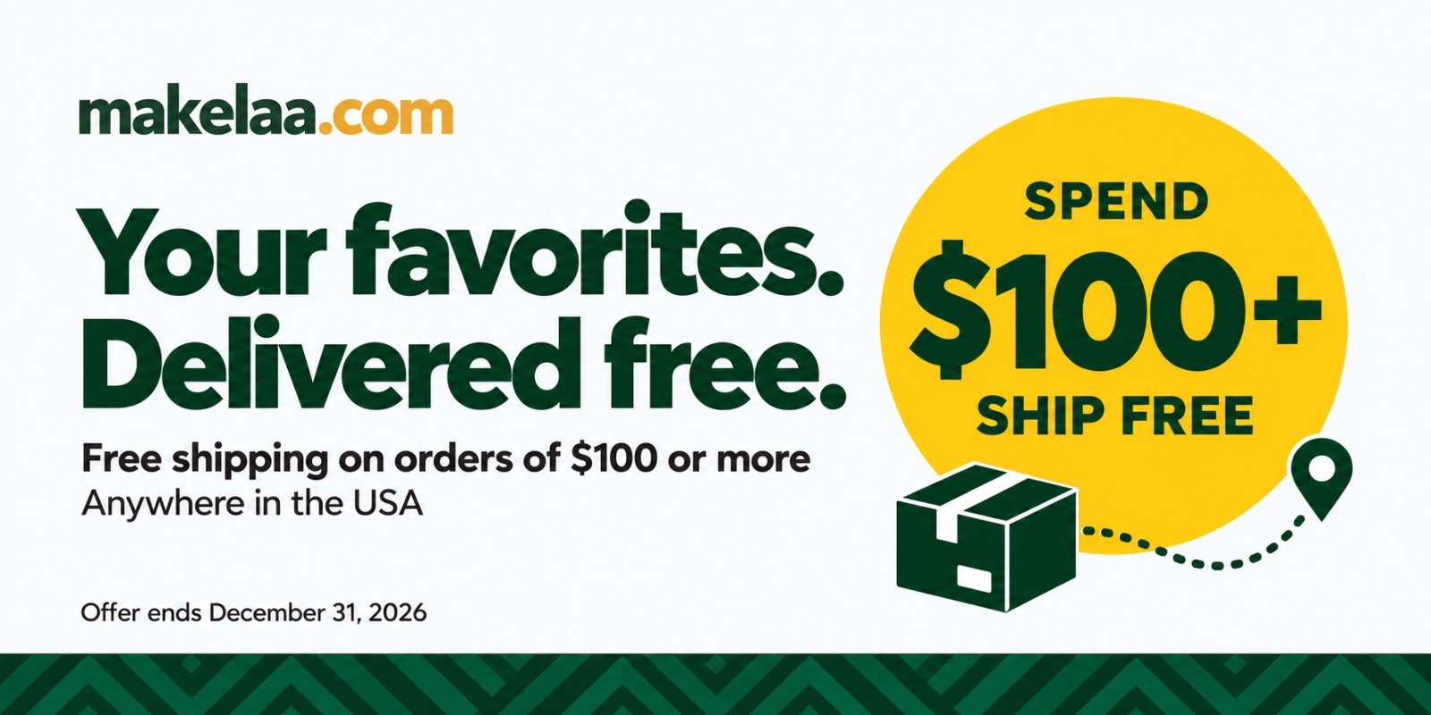 Free shipping on orders of $100 or more, anywhere in the USA