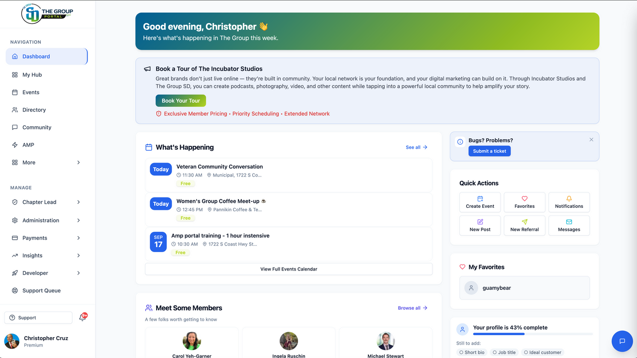 Networking Group Portal template preview