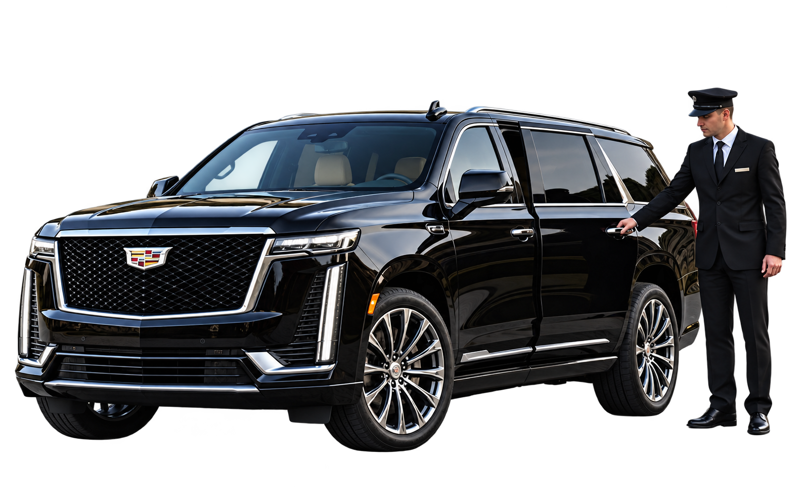 Black Cadillac Escalade with chauffeur