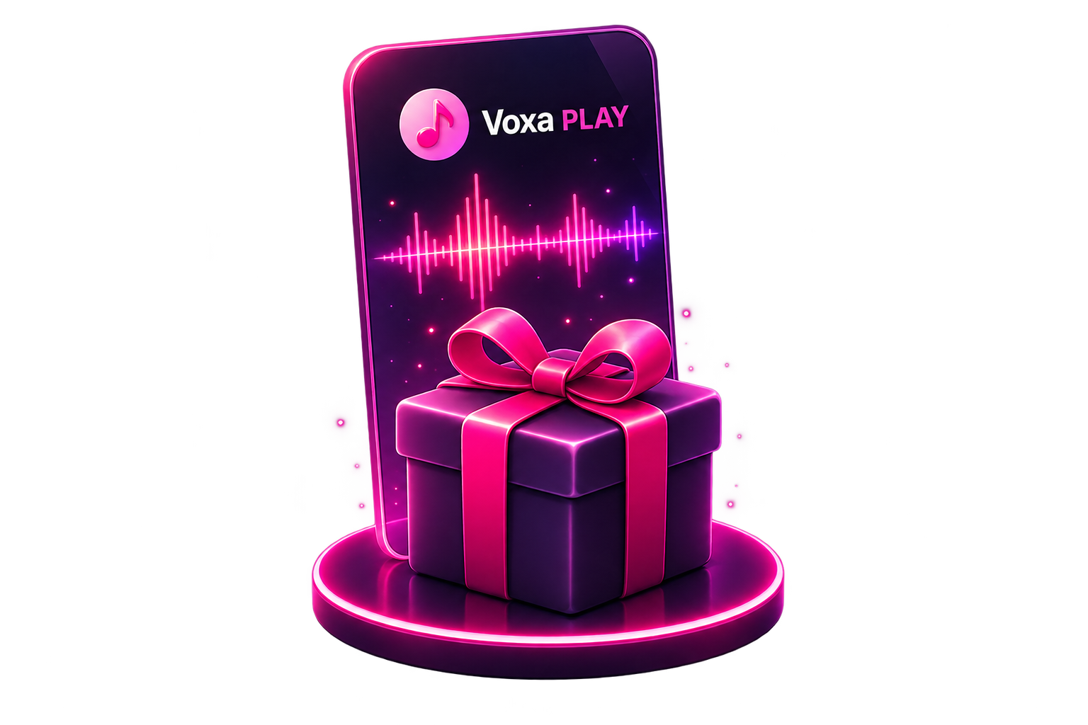 Voxa Play gift song presented as a glowing digital gift