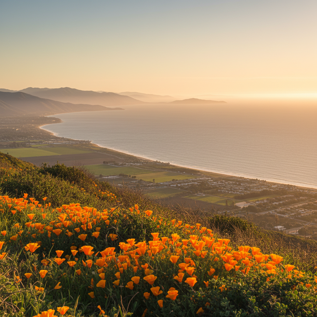 Ventura County coastline with Channel Islands at golden hour