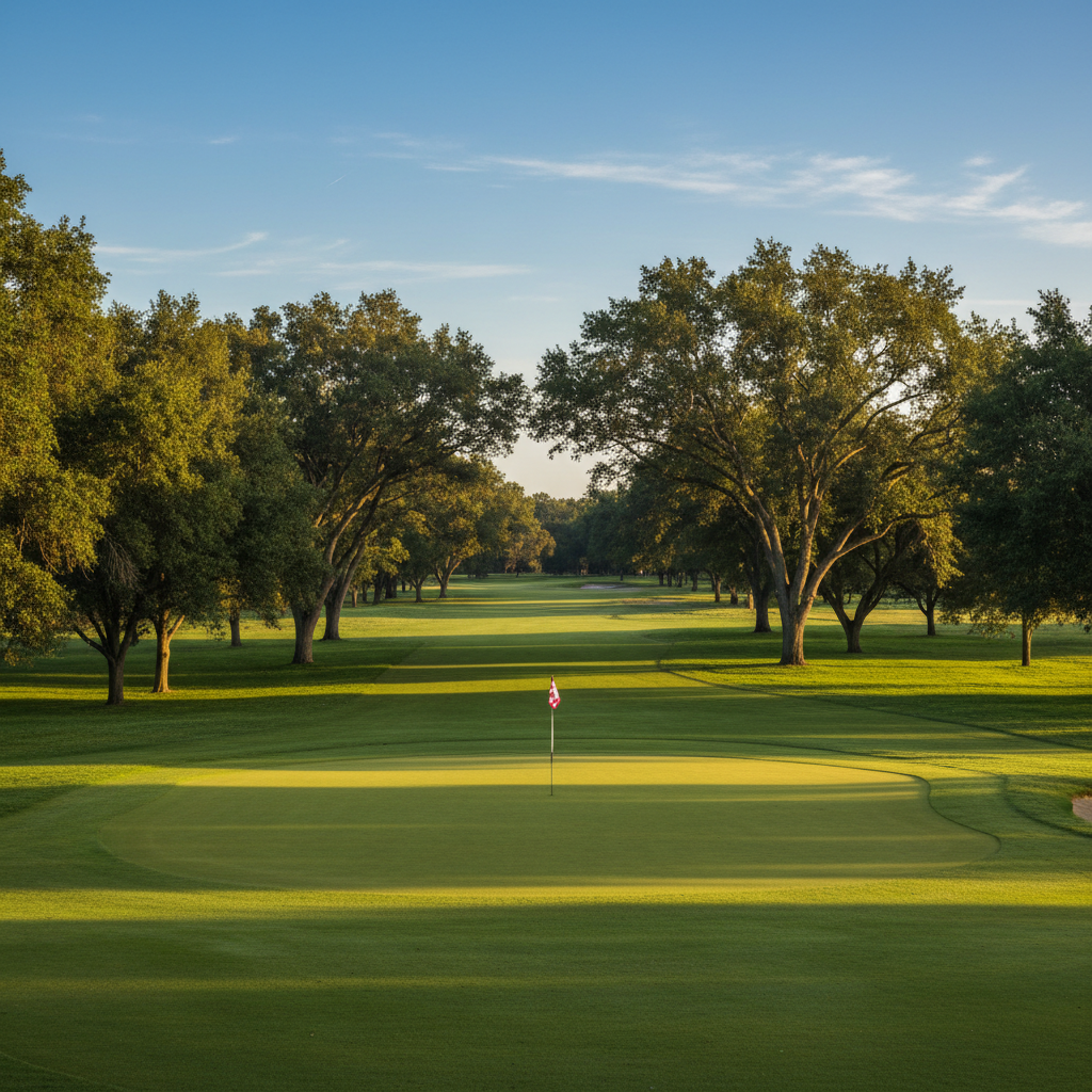 Tree-lined fairway at Bing Maloney Golf Complex — Championship Course — Municipal golf course in South Sacramento, CA