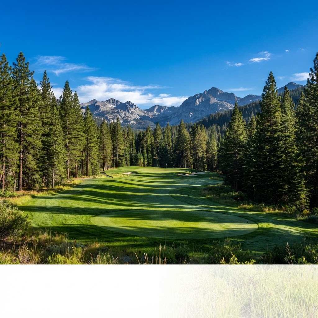 Pine-lined fairway at Old Greenwood Golf Course — Semi-Private golf course in Truckee