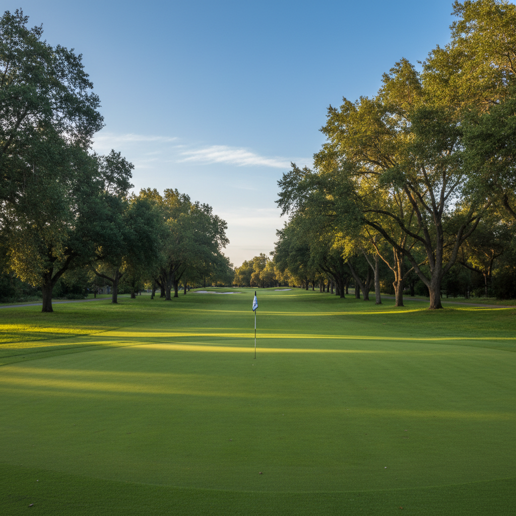 Tree-lined fairway at Campus Commons Golf Course — Public golf course in Campus Commons, Sacramento, CA