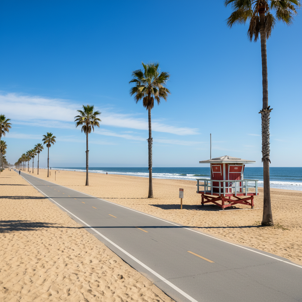 Huntington Beach Strand (Beach Bike Path) — Coastal Trail in Huntington Beach, CA