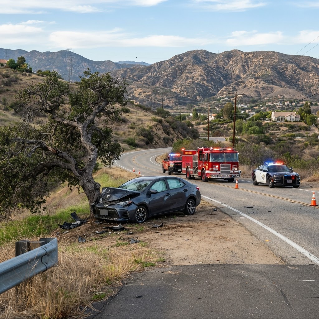 One Dead After Vehicle Slams Into Tree In Newhall