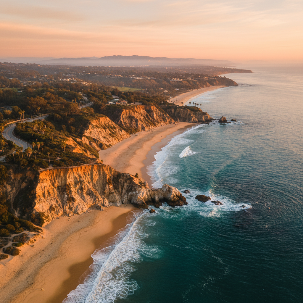 Orange County coastline at golden hour
