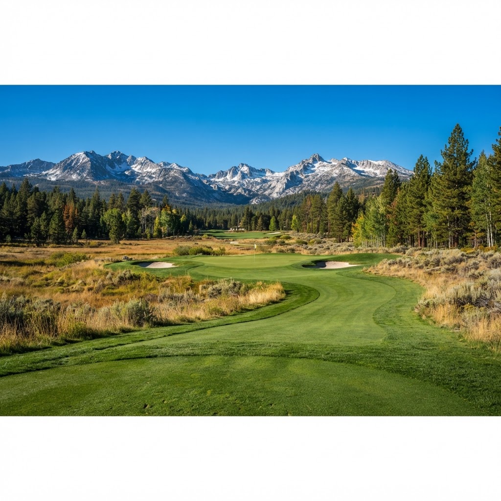 Pine-lined fairway at Gray's Crossing Golf Course — Semi-Private golf course in Truckee