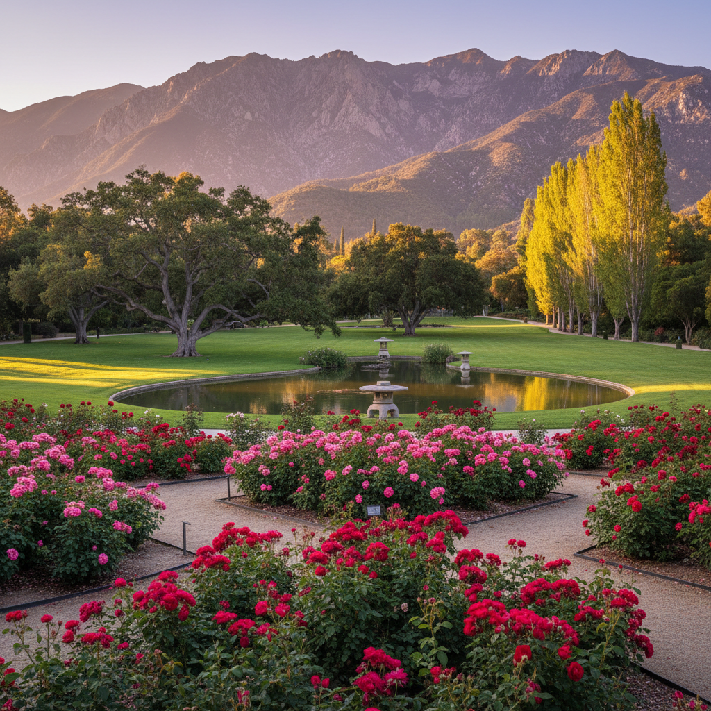 Pasadena parks, gardens, and Arroyo Seco trails at golden hour
