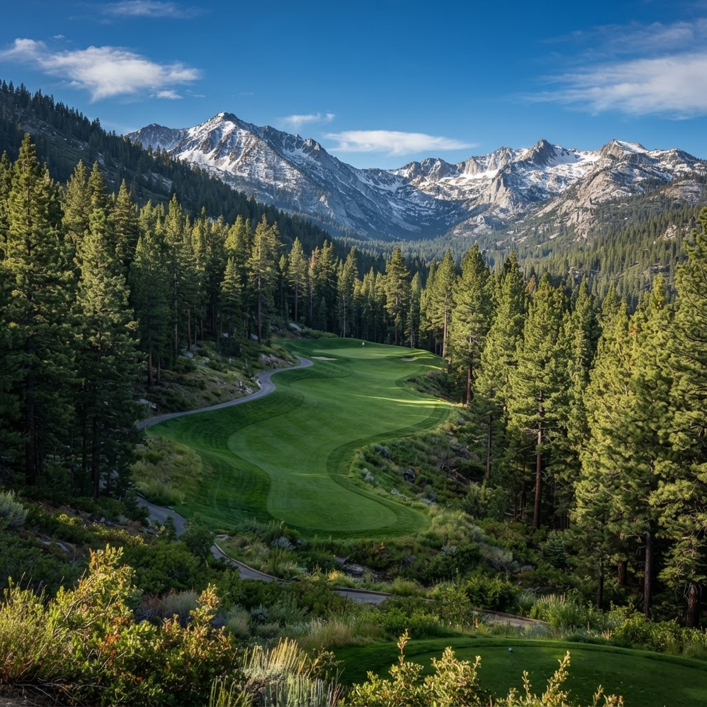 Pine-lined fairway at Incline Village Mountain Course — Executive golf course in Incline Village, NV