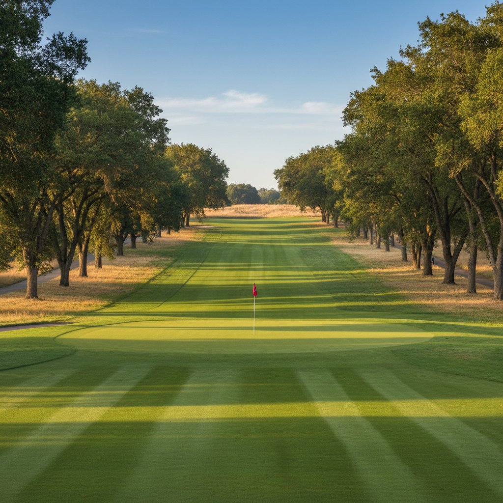 Tree-lined fairway at Haggin Oaks Golf Complex — Arcade Creek Course — Municipal golf course in Sacramento, CA