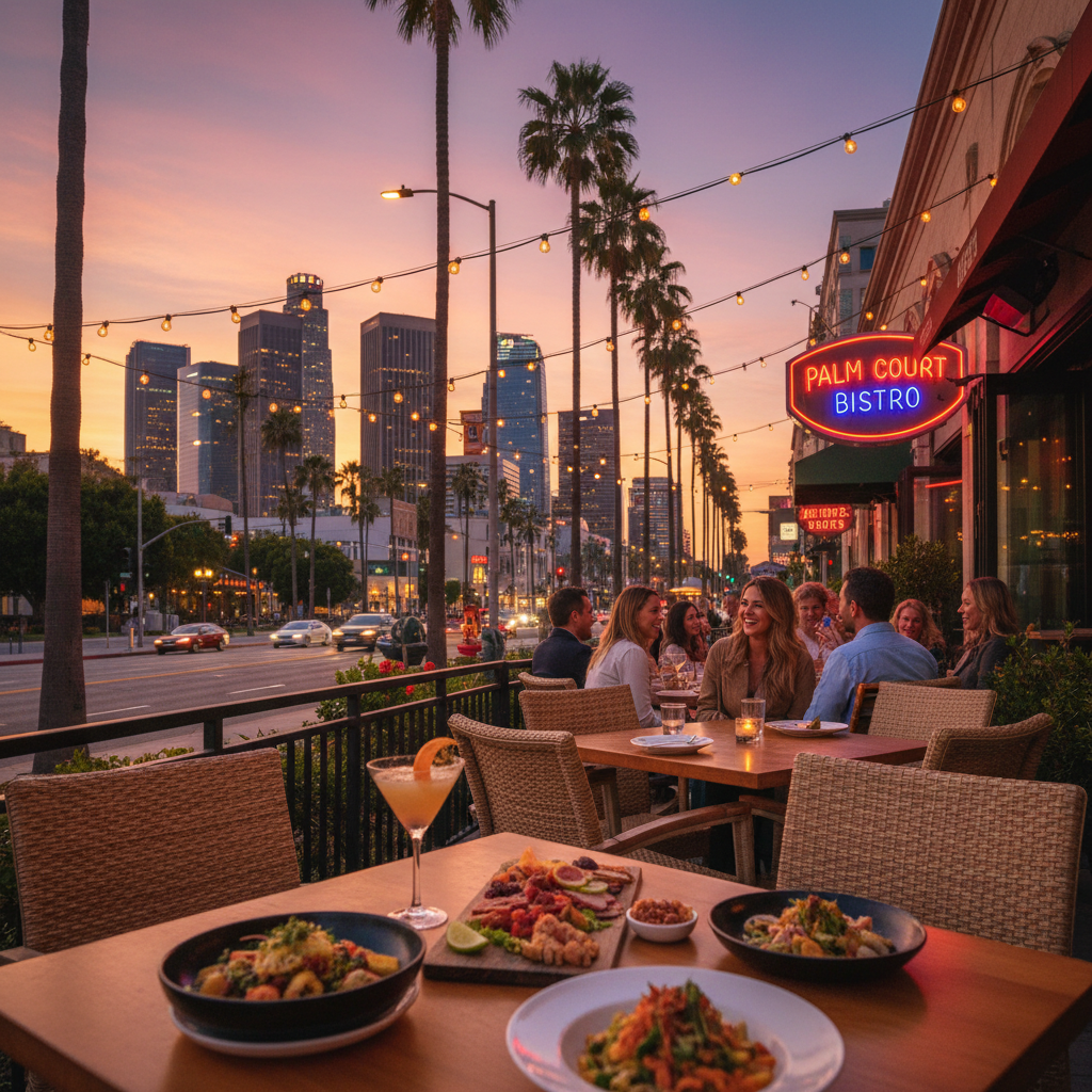 Los Angeles dining scene at golden hour