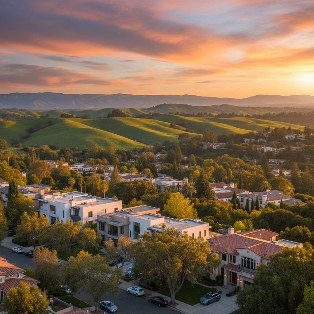 Silicon Valley neighborhoods at golden hour