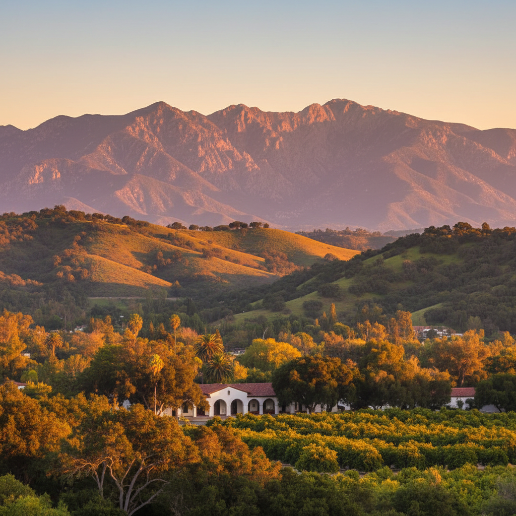 Ojai Valley Pink Moment over the Topatopa Mountains