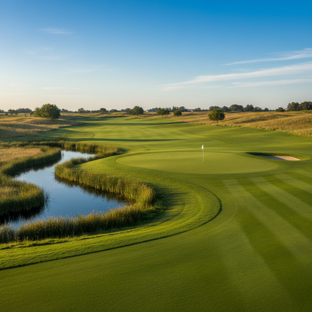 Tree-lined fairway at Cherry Island Golf Course — Public golf course in Elverta, CA