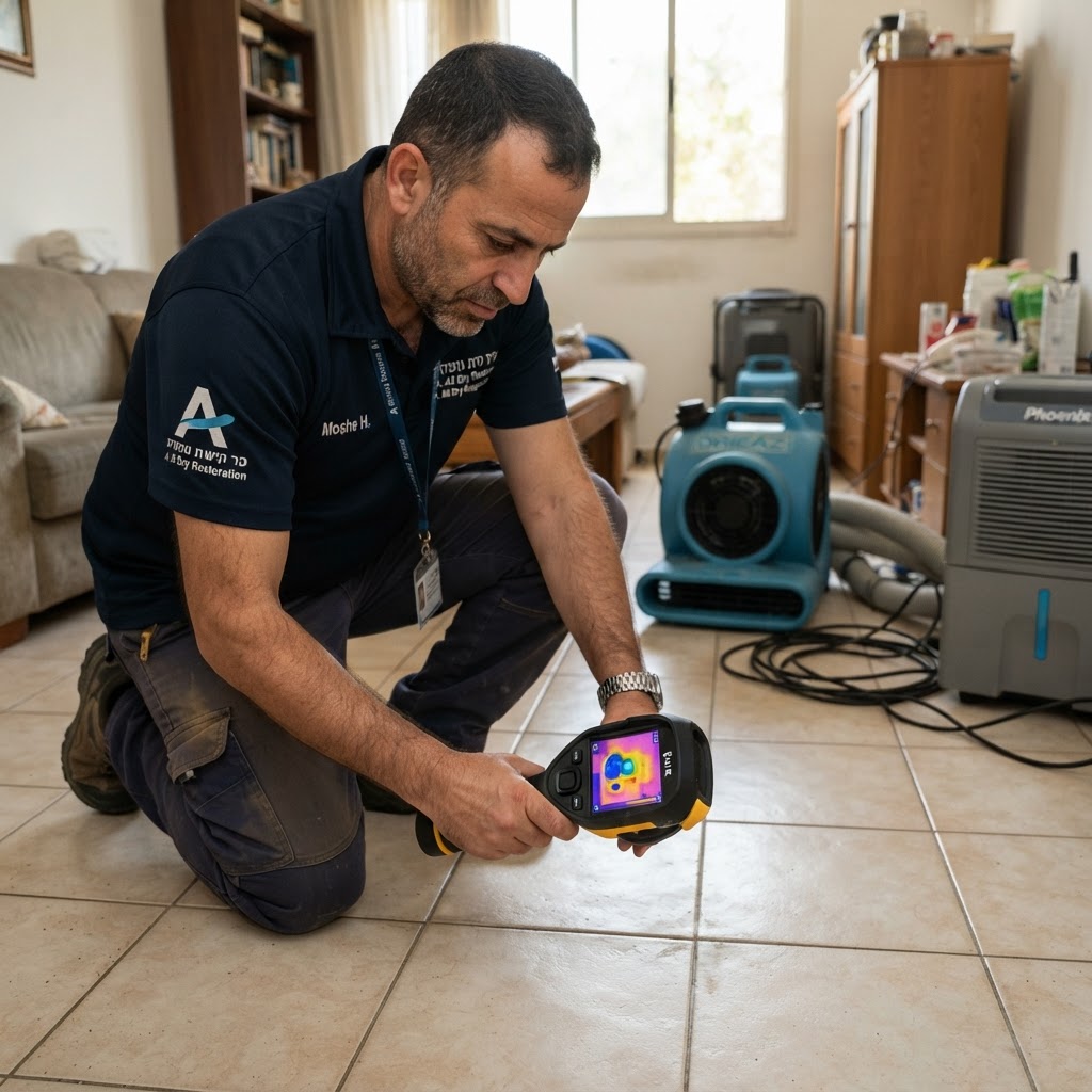 אבחון רטיבות תת רצפתית בבני ברק במצלמה תרמית