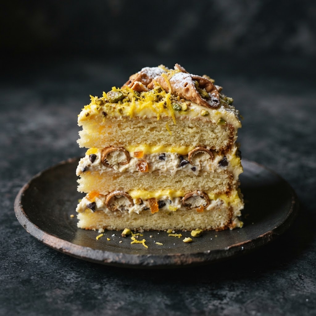 LEMON CREAM CANNOLI CAKE