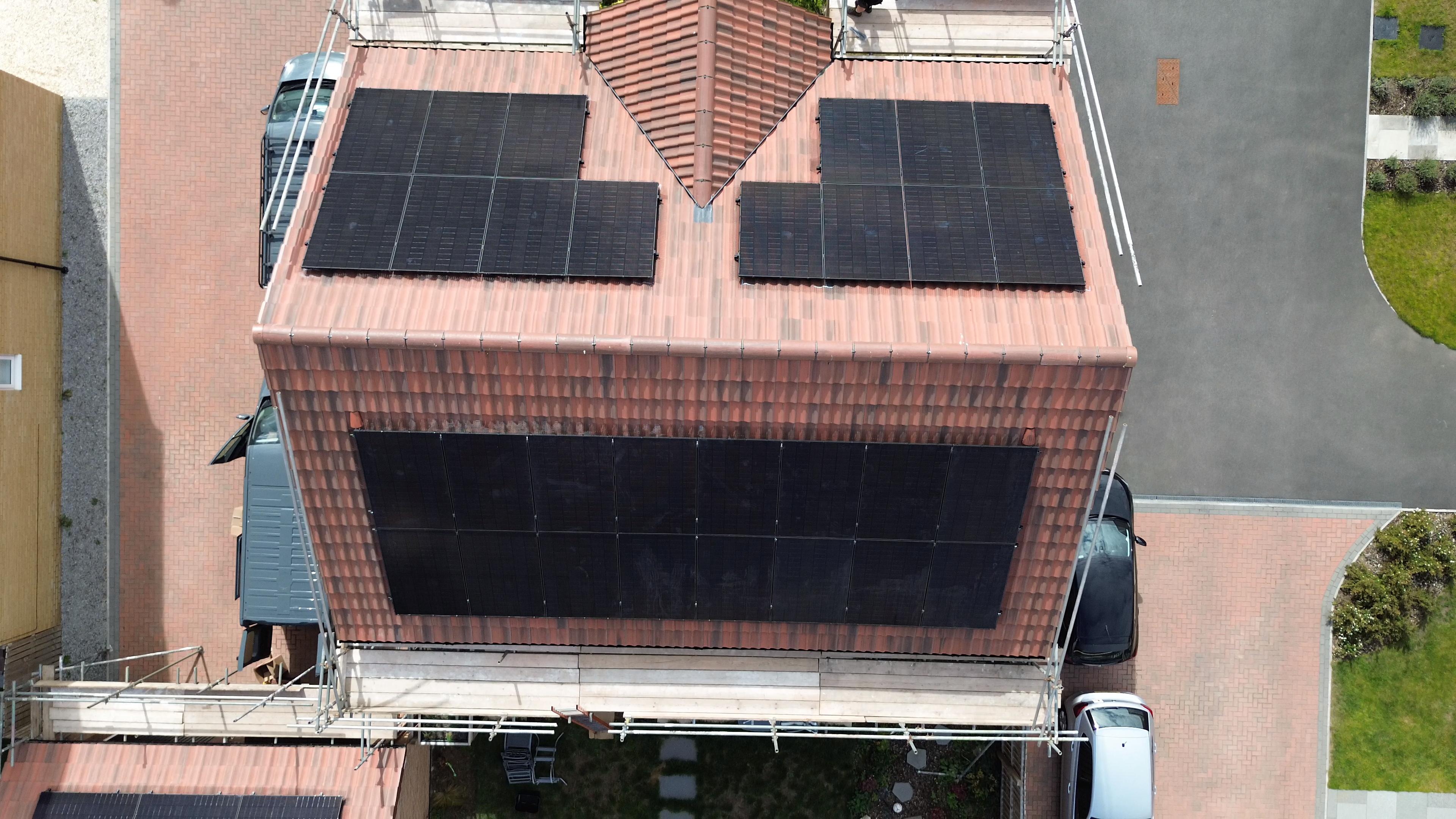Aerial view of residential roof
