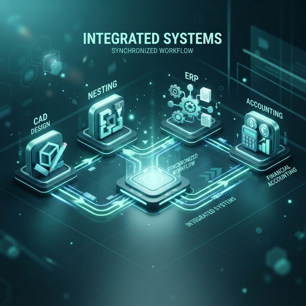 Conceptual diagram of data flowing between source systems, review steps, and destination systems