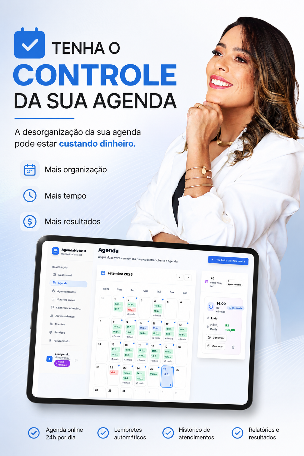 Aline - Profissional usando o AgendaNota10