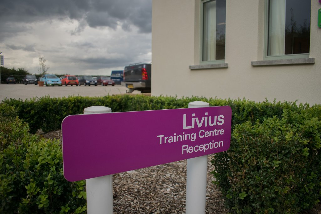 Livius Training Centre reception sign at Rabbit Hill Business Park