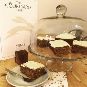 Homemade carrot cake at The Courtyard Café