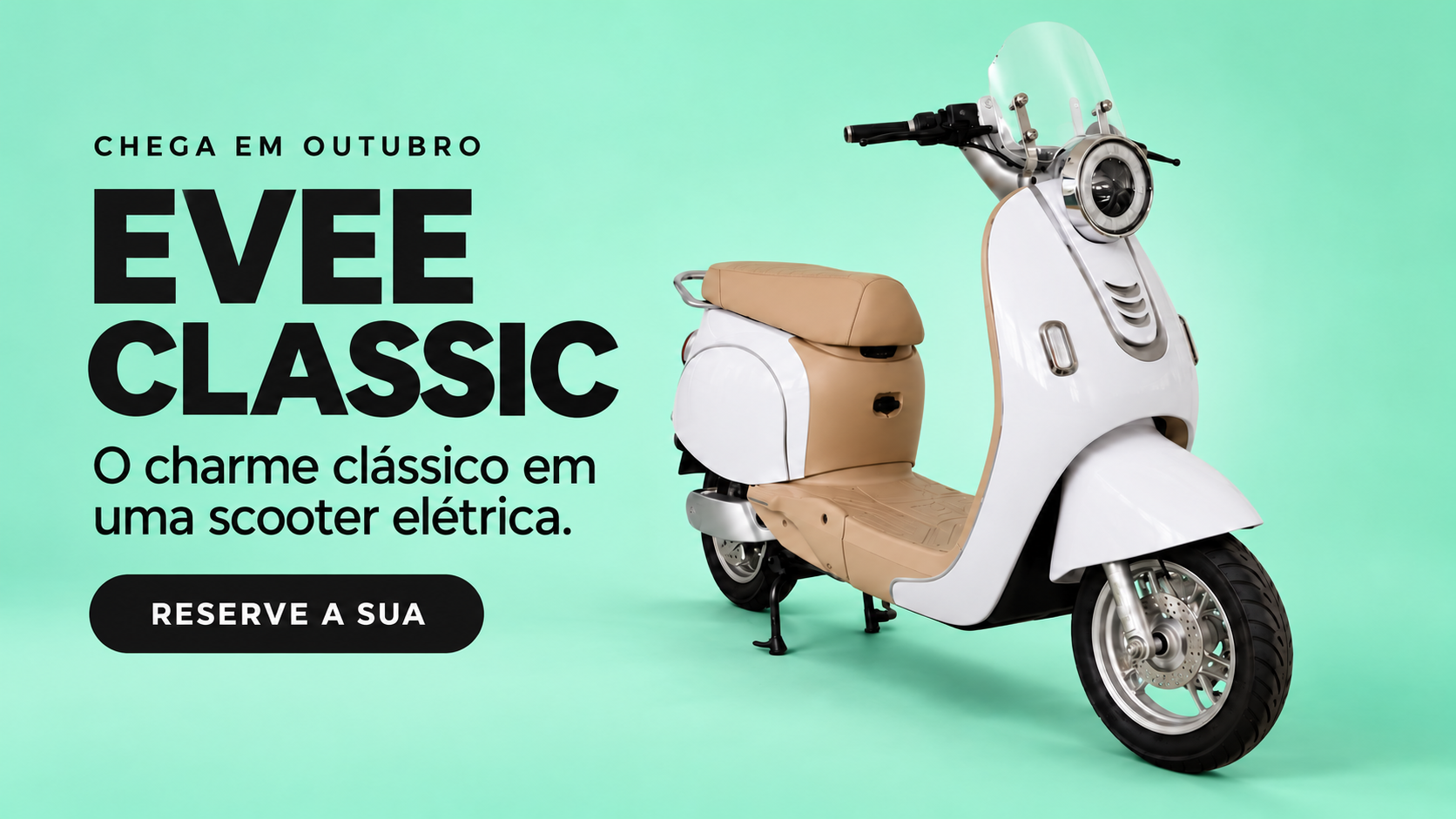 EVEE Classic — scooter elétrica clássica com motor de 1000 W, bateria de lítio removível, autonomia de até 60 km e acionamento por NFC — Four Eletric