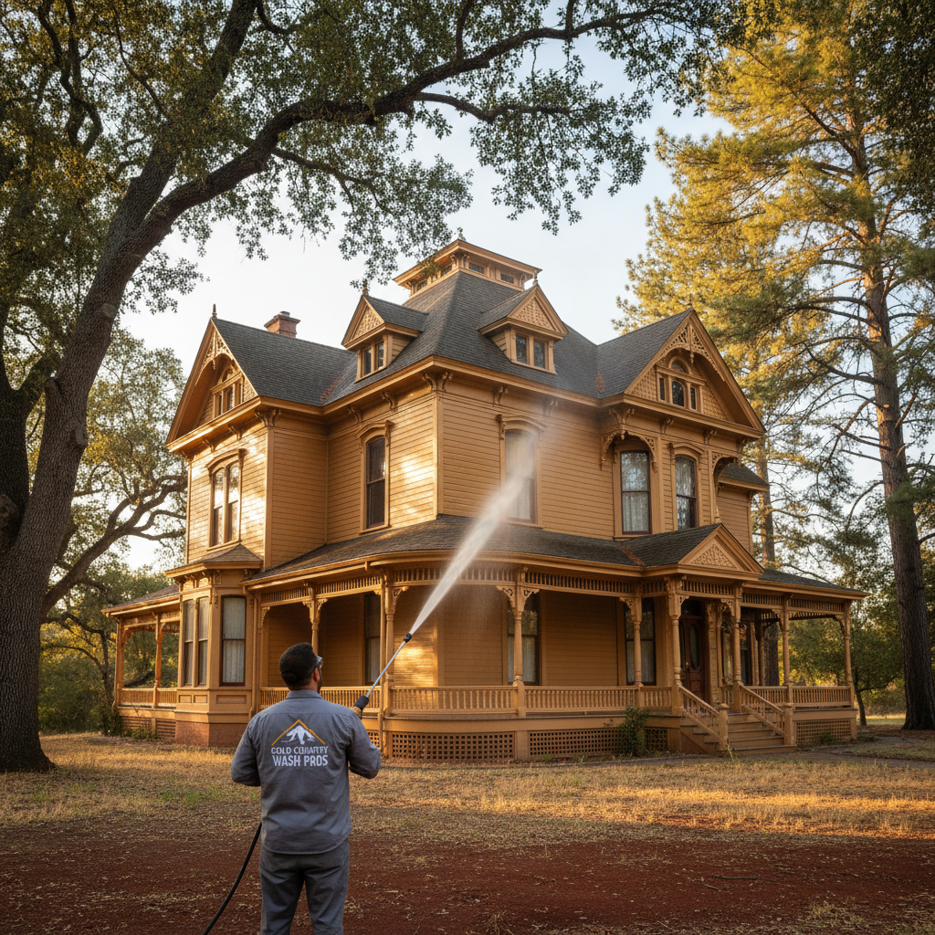 Historic Victorian home pressure washing service in Auburn CA Gold Country foothills