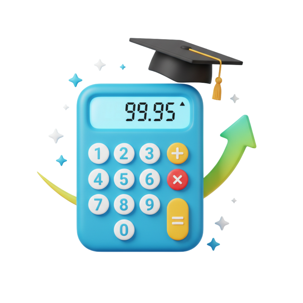 3D clay ATAR calculator with graduation cap
