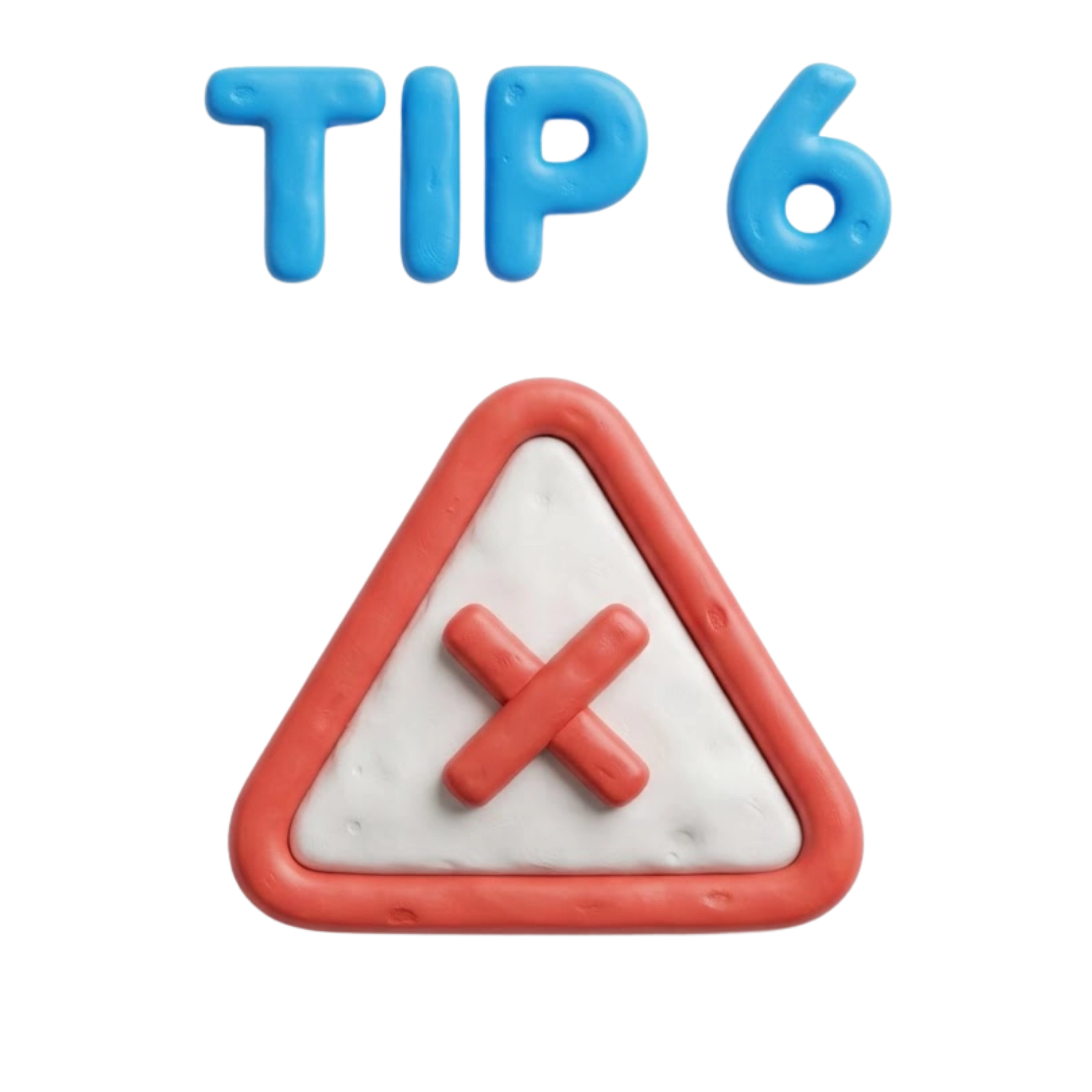 3D clay TIP 6 illustration of a warning sign with a red X symbol