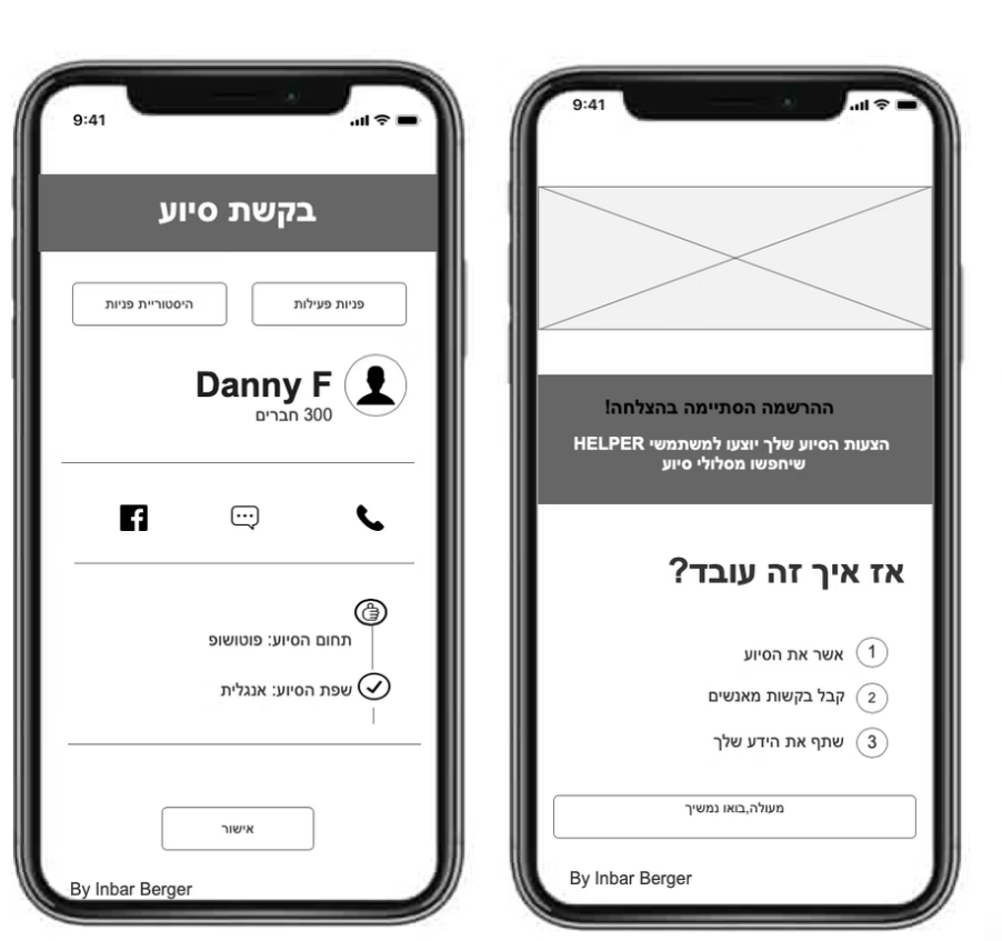 HELPER — בקשת סיוע וסיום הרשמה