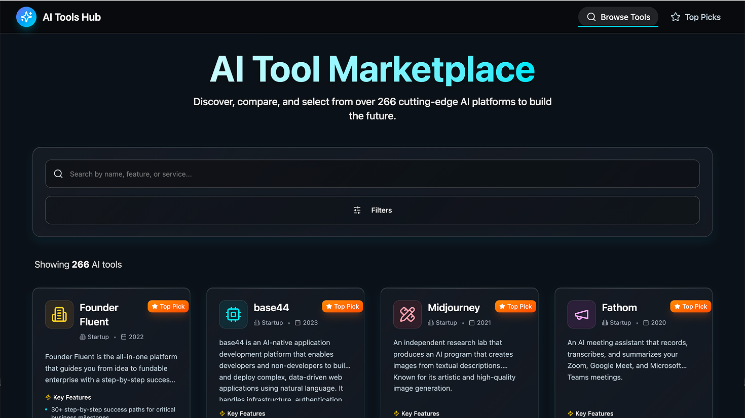 AI tools Hub template preview