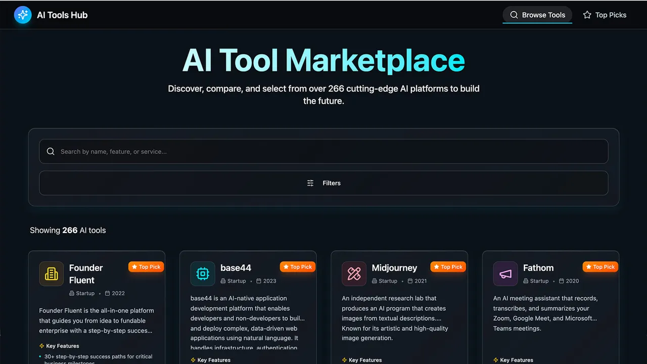 AI tools Hub template preview