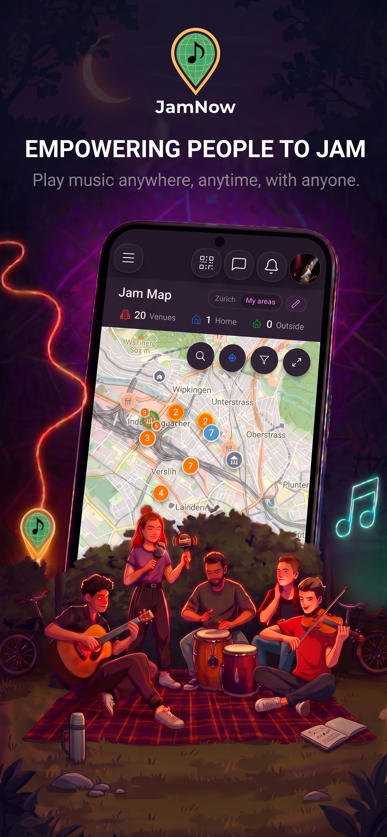 JamNow Jam Map: Empowering people to jam