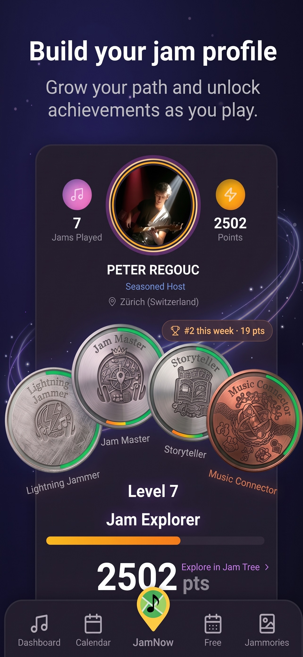 Build your jam profile and unlock achievements