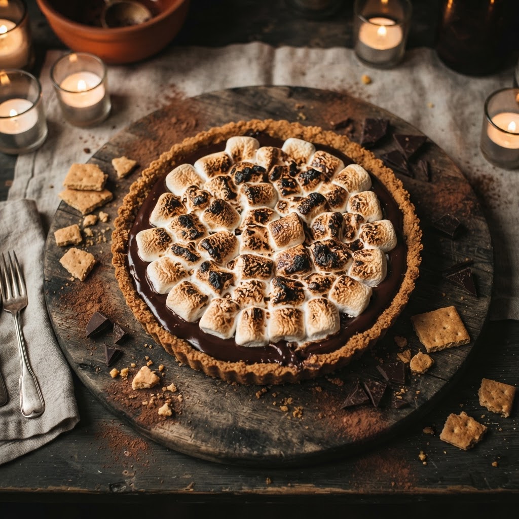 Brown Butter Graham Cracker Tart with S'mores Dip