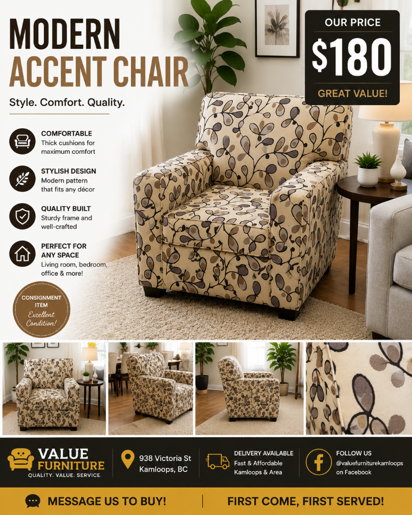 Modern Accent Chair – Patterned Fabric