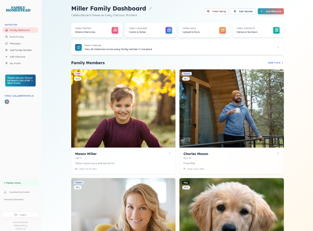 Family Homestead Dashboard