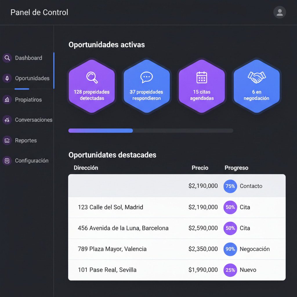 Dashboard de oportunidades activas