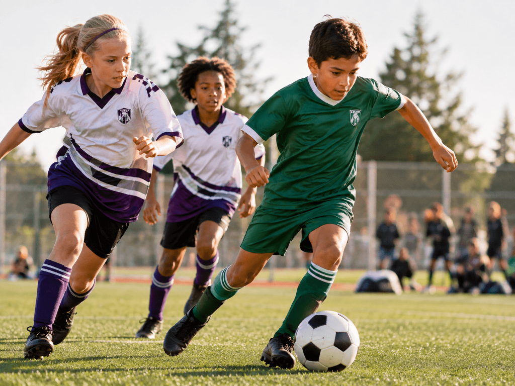 Youth athletes competing with their local team