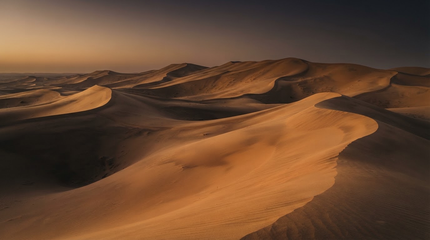 Desert dunes at dusk