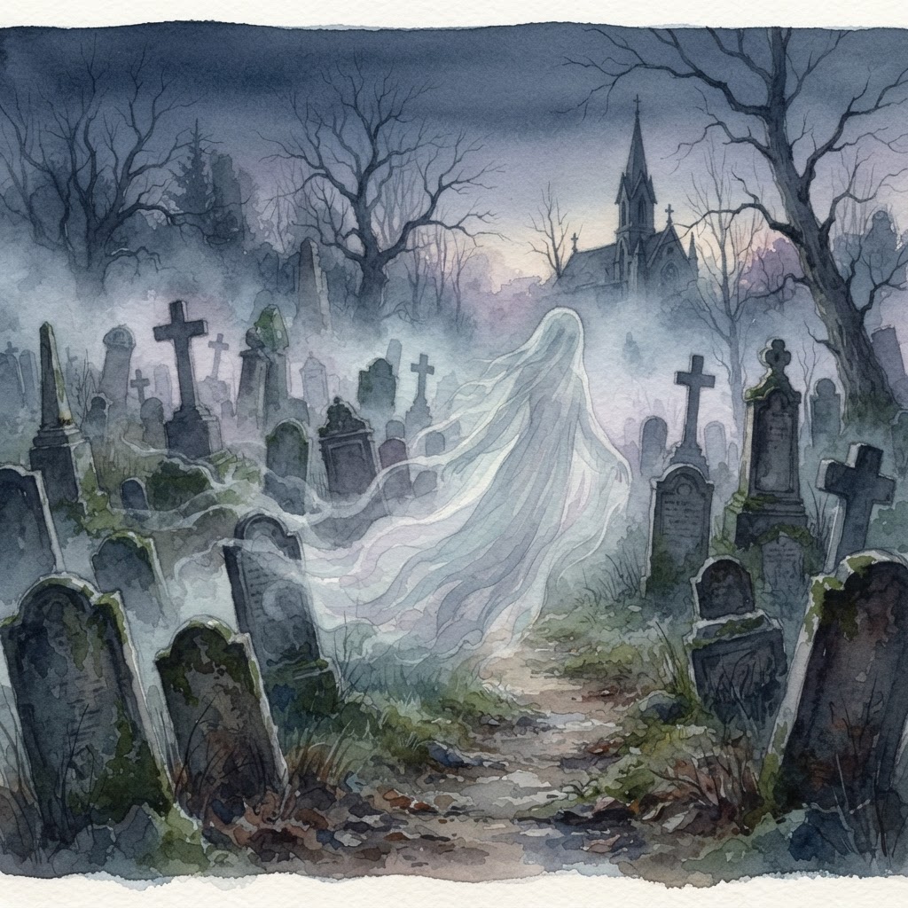 Watercolor render of a ghost topic