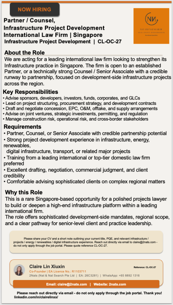 Partner / Counsel, Infrastructure Project Development (CL-OC-27)