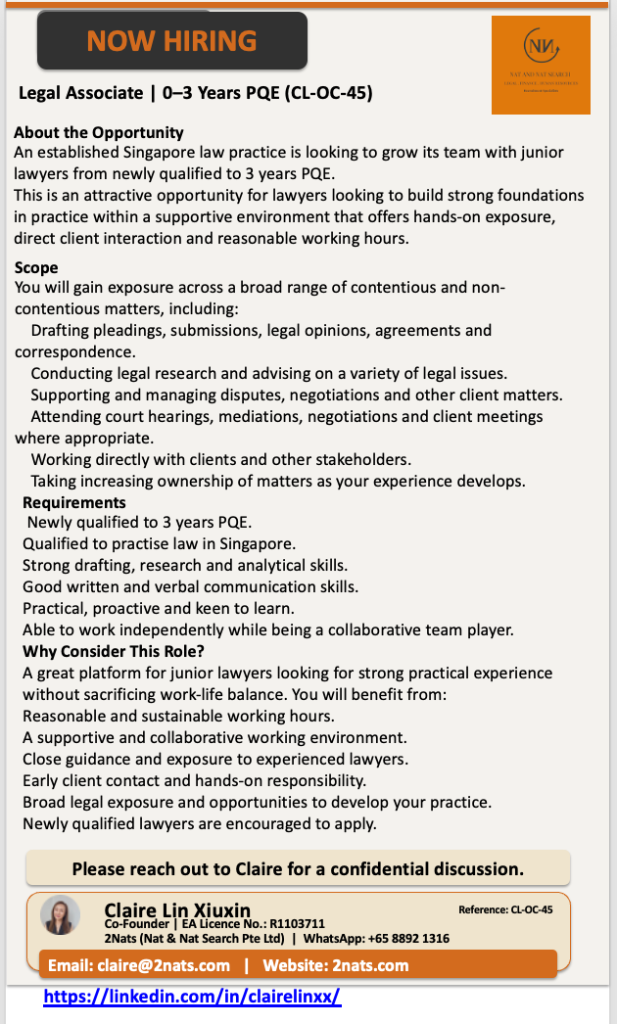 Legal Associate | 0–3 Years PQE (CL-OC-45)
