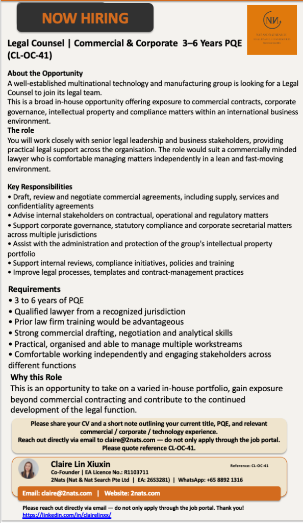 Legal Counsel | Asset Management & Derivatives | 3+ PQE (CL-OC-43)